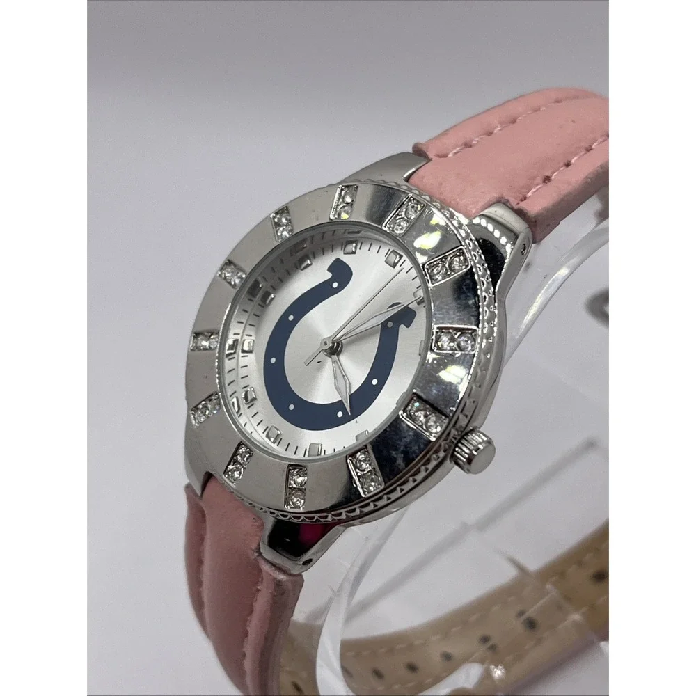 Indianapolis Colts Women's‎ Watch Game Time NFL Pink Leather Band- New Battery